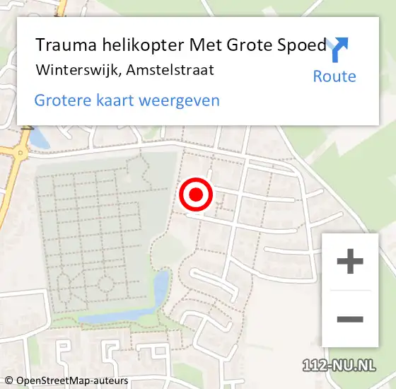Locatie op kaart van de 112 melding: Trauma helikopter Met Grote Spoed Naar Winterswijk, Amstelstraat op 30 januari 2022 22:35