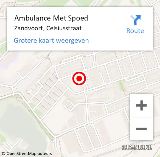 Locatie op kaart van de 112 melding: Ambulance Met Spoed Naar Zandvoort, Celsiusstraat op 30 januari 2022 22:44