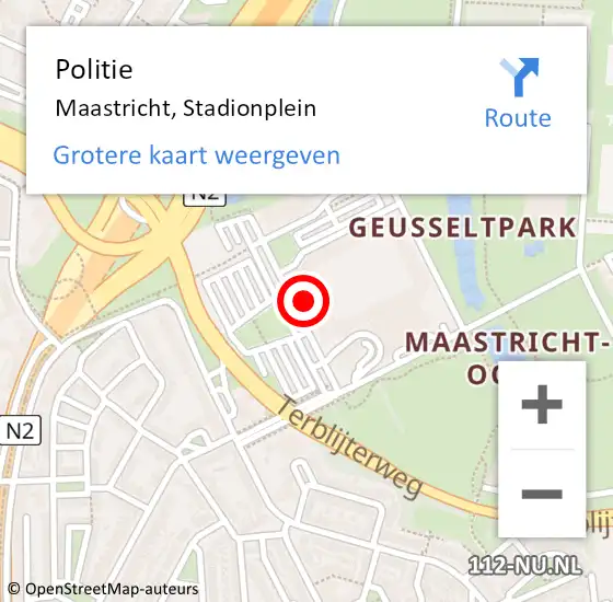 Locatie op kaart van de 112 melding: Politie Maastricht, Stadionplein op 31 januari 2022 00:00