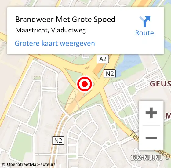 Locatie op kaart van de 112 melding: Brandweer Met Grote Spoed Naar Maastricht, Viaductweg op 31 januari 2022 00:06
