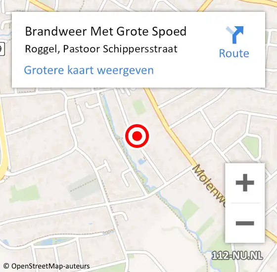 Locatie op kaart van de 112 melding: Brandweer Met Grote Spoed Naar Roggel, Pastoor Schippersstraat op 31 januari 2022 00:10