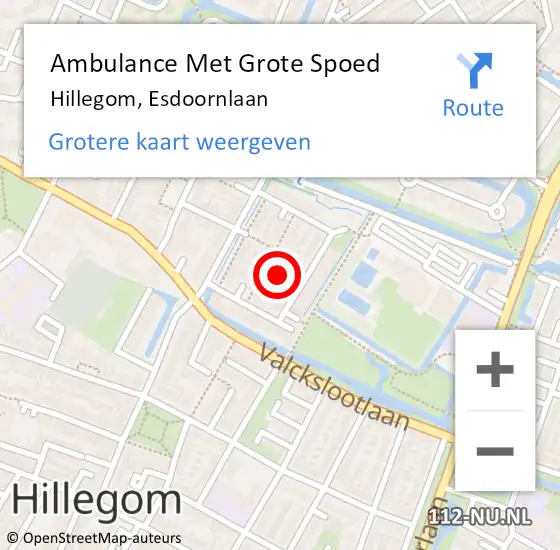 Locatie op kaart van de 112 melding: Ambulance Met Grote Spoed Naar Hillegom, Esdoornlaan op 31 januari 2022 01:48