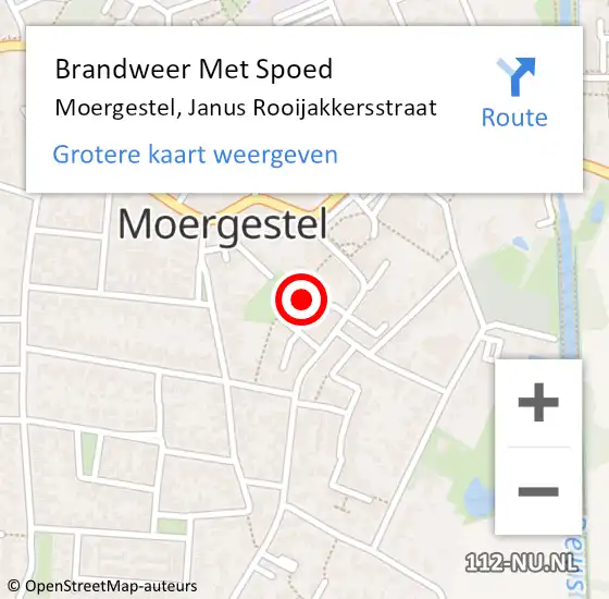 Locatie op kaart van de 112 melding: Brandweer Met Spoed Naar Moergestel, Janus Rooijakkersstraat op 31 januari 2022 02:18