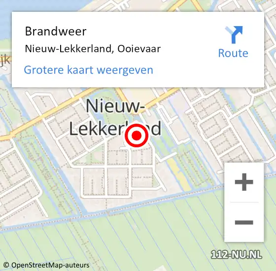 Locatie op kaart van de 112 melding: Brandweer Nieuw-Lekkerland, Ooievaar op 31 januari 2022 02:51