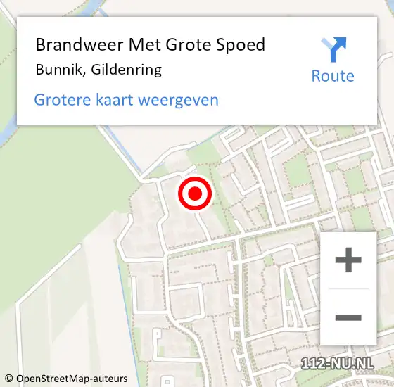 Locatie op kaart van de 112 melding: Brandweer Met Grote Spoed Naar Bunnik, Gildenring op 6 juli 2014 21:48