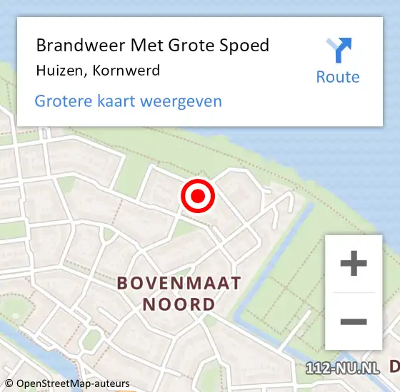 Locatie op kaart van de 112 melding: Brandweer Met Grote Spoed Naar Huizen, Kornwerd op 31 januari 2022 03:23