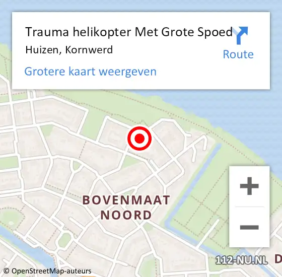 Locatie op kaart van de 112 melding: Trauma helikopter Met Grote Spoed Naar Huizen, Kornwerd op 31 januari 2022 03:34