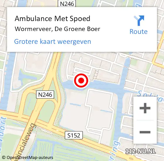 Locatie op kaart van de 112 melding: Ambulance Met Spoed Naar Wormerveer, De Groene Boer op 31 januari 2022 03:34