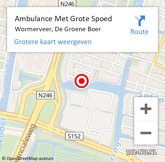 Locatie op kaart van de 112 melding: Ambulance Met Grote Spoed Naar Wormerveer, De Groene Boer op 31 januari 2022 03:36