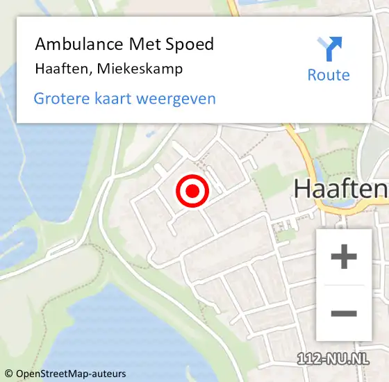 Locatie op kaart van de 112 melding: Ambulance Met Spoed Naar Haaften, Miekeskamp op 31 januari 2022 03:37