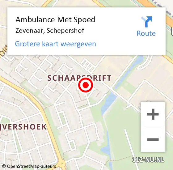 Locatie op kaart van de 112 melding: Ambulance Met Spoed Naar Zevenaar, Schepershof op 31 januari 2022 03:52