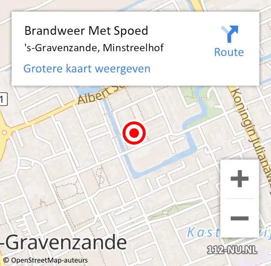 Locatie op kaart van de 112 melding: Brandweer Met Spoed Naar 's-Gravenzande, Minstreelhof op 31 januari 2022 03:55