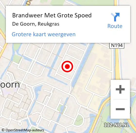 Locatie op kaart van de 112 melding: Brandweer Met Grote Spoed Naar De Goorn, Reukgras op 6 juli 2014 21:52