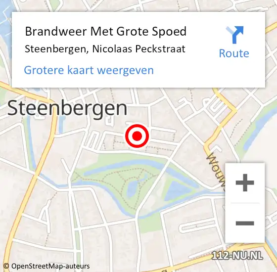 Locatie op kaart van de 112 melding: Brandweer Met Grote Spoed Naar Steenbergen, Nicolaas Peckstraat op 31 januari 2022 04:45