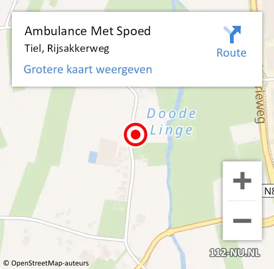 Locatie op kaart van de 112 melding: Ambulance Met Spoed Naar Tiel, Rijsakkerweg op 31 januari 2022 06:02