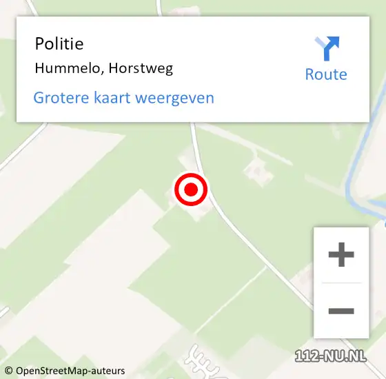 Locatie op kaart van de 112 melding: Politie Hummelo, Horstweg op 31 januari 2022 06:02