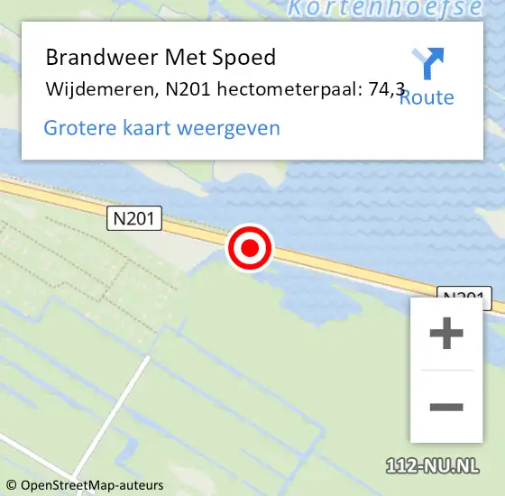 Locatie op kaart van de 112 melding: Brandweer Met Spoed Naar Wijdemeren, N201 hectometerpaal: 74,3 op 31 januari 2022 06:18