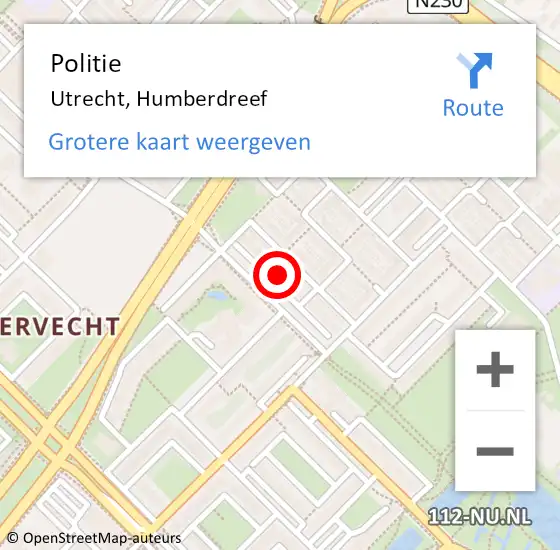 Locatie op kaart van de 112 melding: Politie Utrecht, Humberdreef op 31 januari 2022 06:49