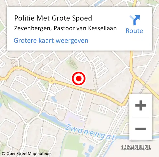 Locatie op kaart van de 112 melding: Politie Met Grote Spoed Naar Zevenbergen, Pastoor van Kessellaan op 31 januari 2022 07:16