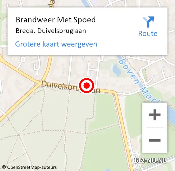 Locatie op kaart van de 112 melding: Brandweer Met Spoed Naar Breda, Duivelsbruglaan op 31 januari 2022 07:39