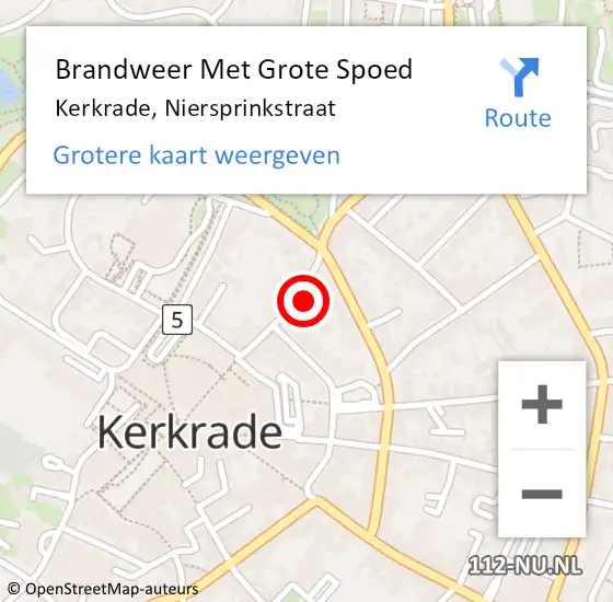 Locatie op kaart van de 112 melding: Brandweer Met Grote Spoed Naar Kerkrade, Niersprinkstraat op 31 januari 2022 08:19