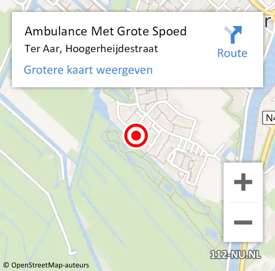 Locatie op kaart van de 112 melding: Ambulance Met Grote Spoed Naar Ter Aar, Hoogerheijdestraat op 31 januari 2022 08:40