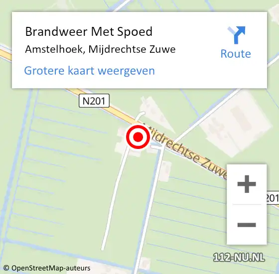Locatie op kaart van de 112 melding: Brandweer Met Spoed Naar Amstelhoek, Mijdrechtse Zuwe op 31 januari 2022 08:45