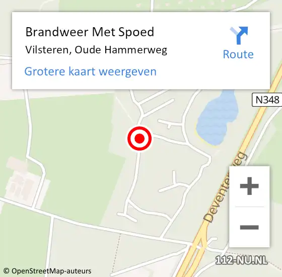 Locatie op kaart van de 112 melding: Brandweer Met Spoed Naar Vilsteren, Oude Hammerweg op 31 januari 2022 08:49