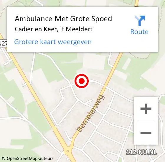 Locatie op kaart van de 112 melding: Ambulance Met Grote Spoed Naar Cadier en Keer, 't Meeldert op 6 juli 2014 22:23