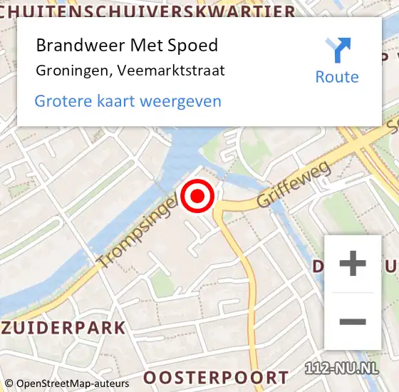 Locatie op kaart van de 112 melding: Brandweer Met Spoed Naar Groningen, Veemarktstraat op 31 januari 2022 09:02