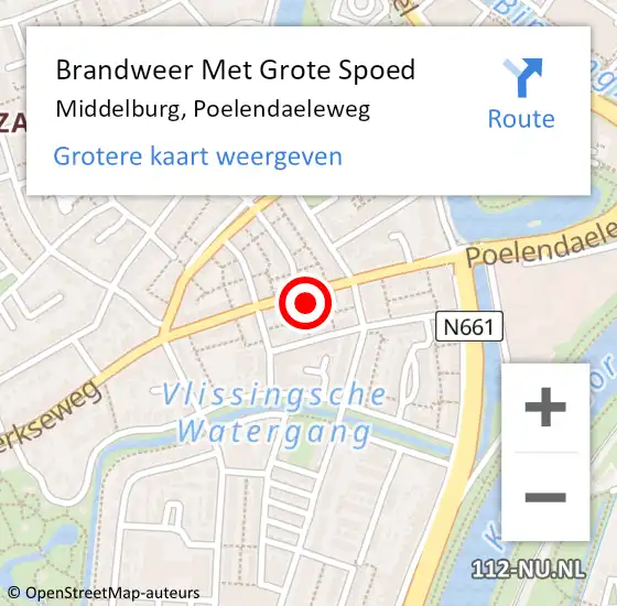 Locatie op kaart van de 112 melding: Brandweer Met Grote Spoed Naar Middelburg, Poelendaeleweg op 31 januari 2022 09:05