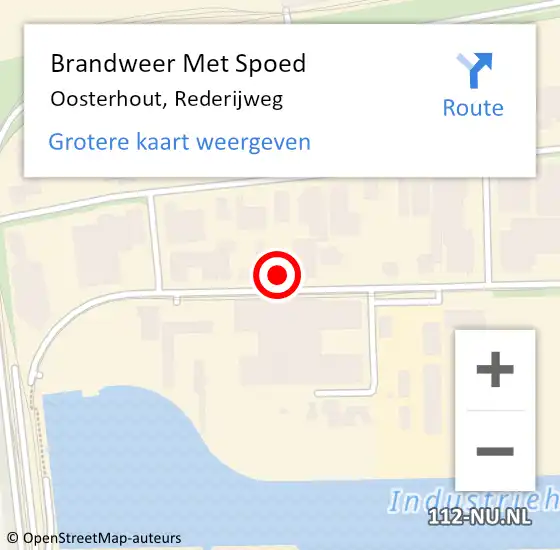 Locatie op kaart van de 112 melding: Brandweer Met Spoed Naar Oosterhout, Rederijweg op 31 januari 2022 09:06