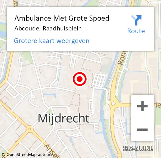 Locatie op kaart van de 112 melding: Ambulance Met Grote Spoed Naar Abcoude, Raadhuisplein op 31 januari 2022 09:11