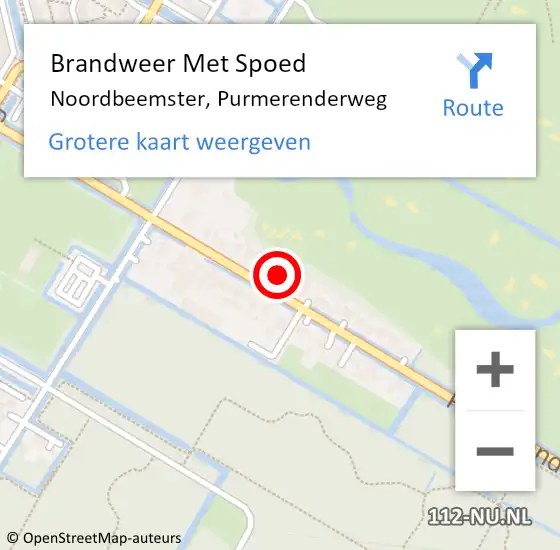 Locatie op kaart van de 112 melding: Brandweer Met Spoed Naar Noordbeemster, Purmerenderweg op 31 januari 2022 09:12