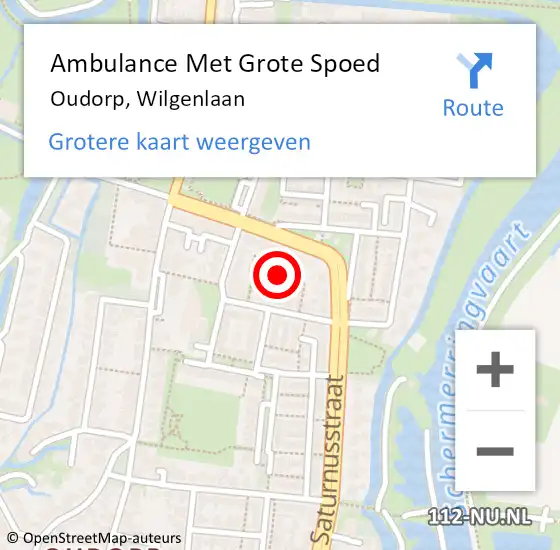 Locatie op kaart van de 112 melding: Ambulance Met Grote Spoed Naar Oudorp, Wilgenlaan op 31 januari 2022 09:13