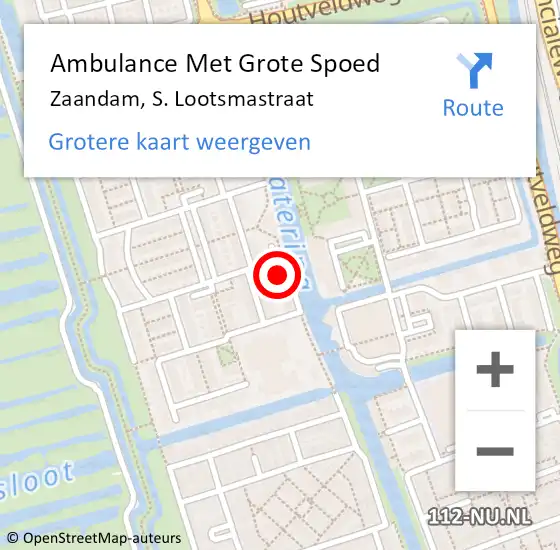 Locatie op kaart van de 112 melding: Ambulance Met Grote Spoed Naar Zaandam, S. Lootsmastraat op 31 januari 2022 09:17