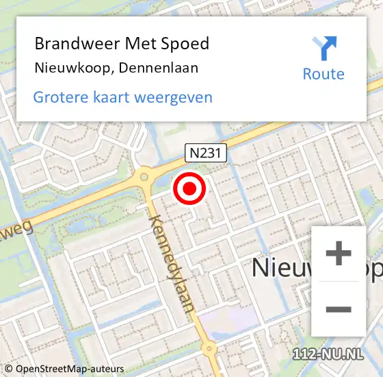 Locatie op kaart van de 112 melding: Brandweer Met Spoed Naar Nieuwkoop, Dennenlaan op 31 januari 2022 09:18