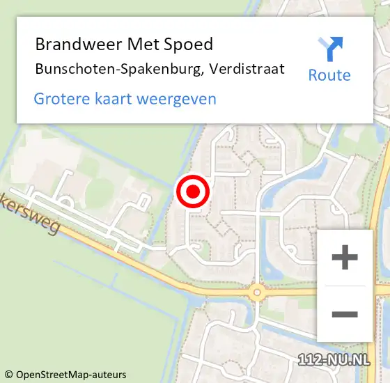 Locatie op kaart van de 112 melding: Brandweer Met Spoed Naar Bunschoten-Spakenburg, Verdistraat op 31 januari 2022 09:20