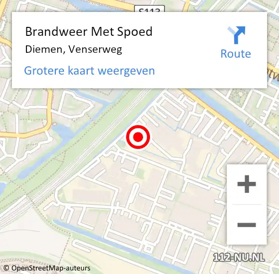 Locatie op kaart van de 112 melding: Brandweer Met Spoed Naar Diemen, Venserweg op 31 januari 2022 09:22