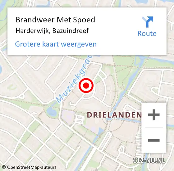 Locatie op kaart van de 112 melding: Brandweer Met Spoed Naar Harderwijk, Bazuindreef op 31 januari 2022 09:22