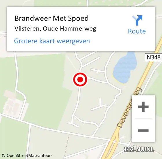 Locatie op kaart van de 112 melding: Brandweer Met Spoed Naar Vilsteren, Oude Hammerweg op 31 januari 2022 09:25
