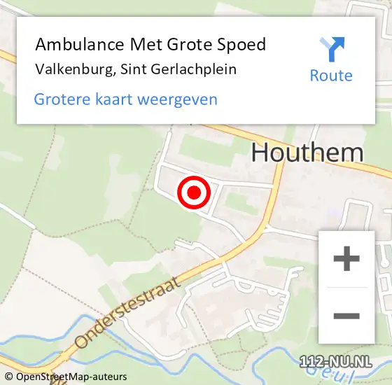 Locatie op kaart van de 112 melding: Ambulance Met Grote Spoed Naar Valkenburg, Sint Gerlachplein op 6 juli 2014 22:30