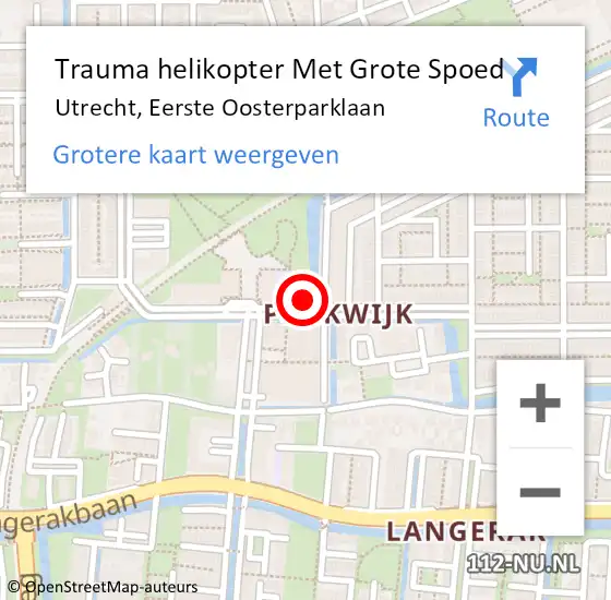 Locatie op kaart van de 112 melding: Trauma helikopter Met Grote Spoed Naar Utrecht, Eerste Oosterparklaan op 31 januari 2022 09:28