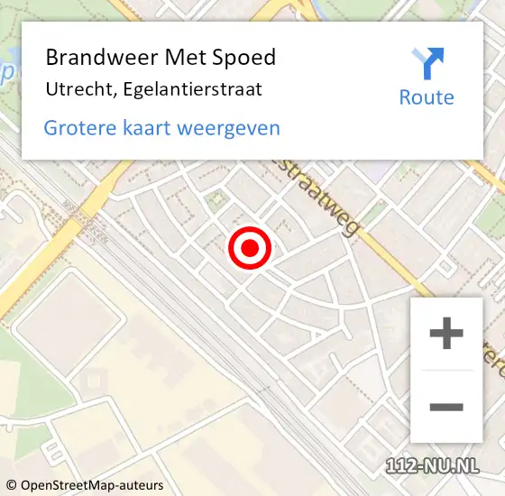 Locatie op kaart van de 112 melding: Brandweer Met Spoed Naar Utrecht, Egelantierstraat op 31 januari 2022 09:29