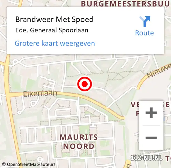 Locatie op kaart van de 112 melding: Brandweer Met Spoed Naar Ede, Generaal Spoorlaan op 31 januari 2022 09:31