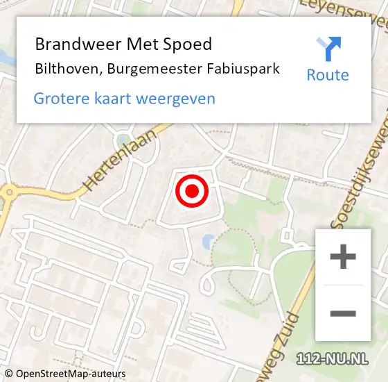 Locatie op kaart van de 112 melding: Brandweer Met Spoed Naar Bilthoven, Burgemeester Fabiuspark op 31 januari 2022 09:35