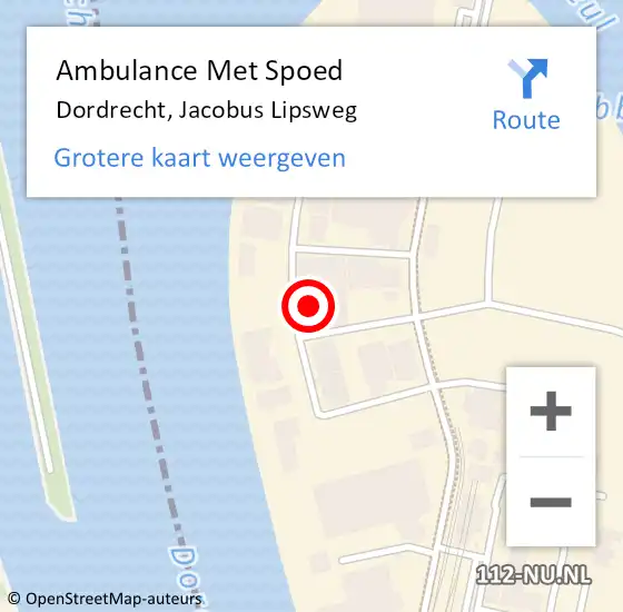 Locatie op kaart van de 112 melding: Ambulance Met Spoed Naar Dordrecht, Jacobus Lipsweg op 31 januari 2022 09:35