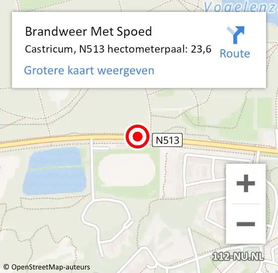Locatie op kaart van de 112 melding: Brandweer Met Spoed Naar Castricum, N513 hectometerpaal: 23,6 op 31 januari 2022 09:39