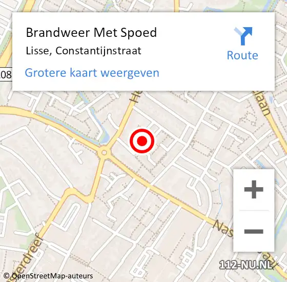 Locatie op kaart van de 112 melding: Brandweer Met Spoed Naar Lisse, Constantijnstraat op 31 januari 2022 09:40