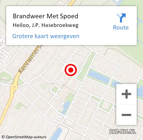 Locatie op kaart van de 112 melding: Brandweer Met Spoed Naar Heiloo, J.P. Hasebroekweg op 31 januari 2022 09:42